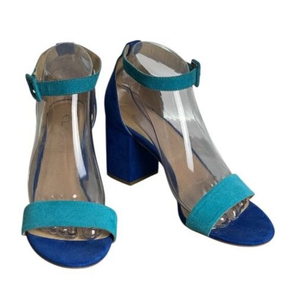 CL by Chinese Laundry Block Heel Sandals Blue Teal Suede Women's Size 8.5 / 39 - Picture 12 of 12